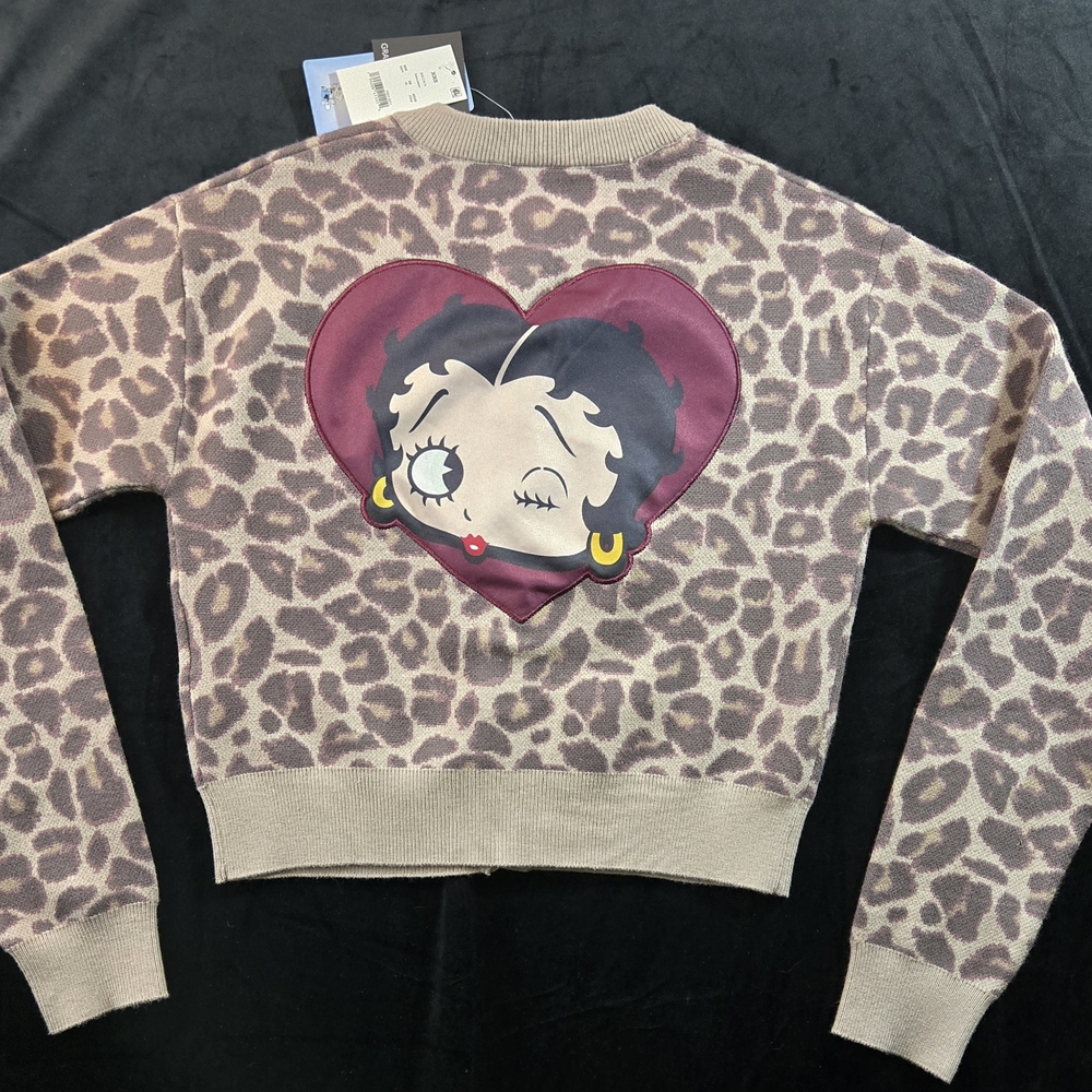 Grayson Threads Women's Betty Boop Leopard Graphic Cardigan XS